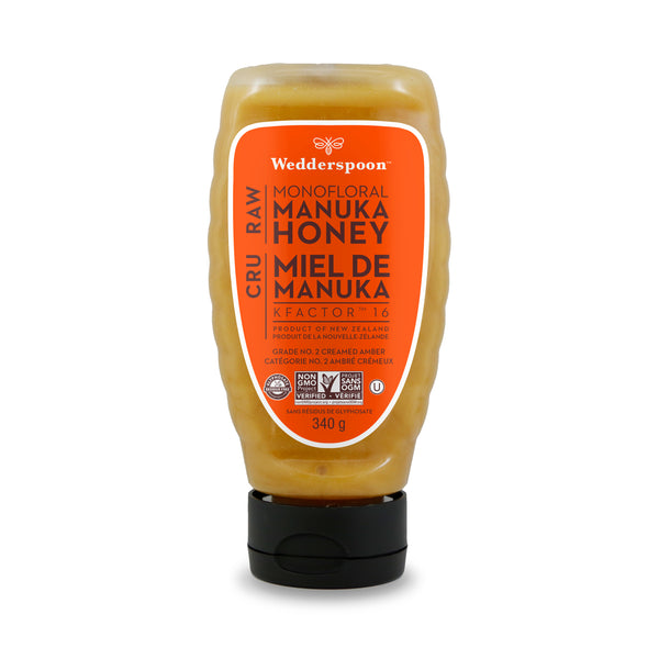 Raw Monofloral Manuka Honey KFactor 16, 340g Squeeze Bottle