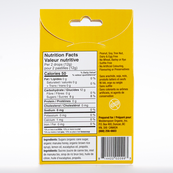 Organic Manuka Honey Drops - Lemon