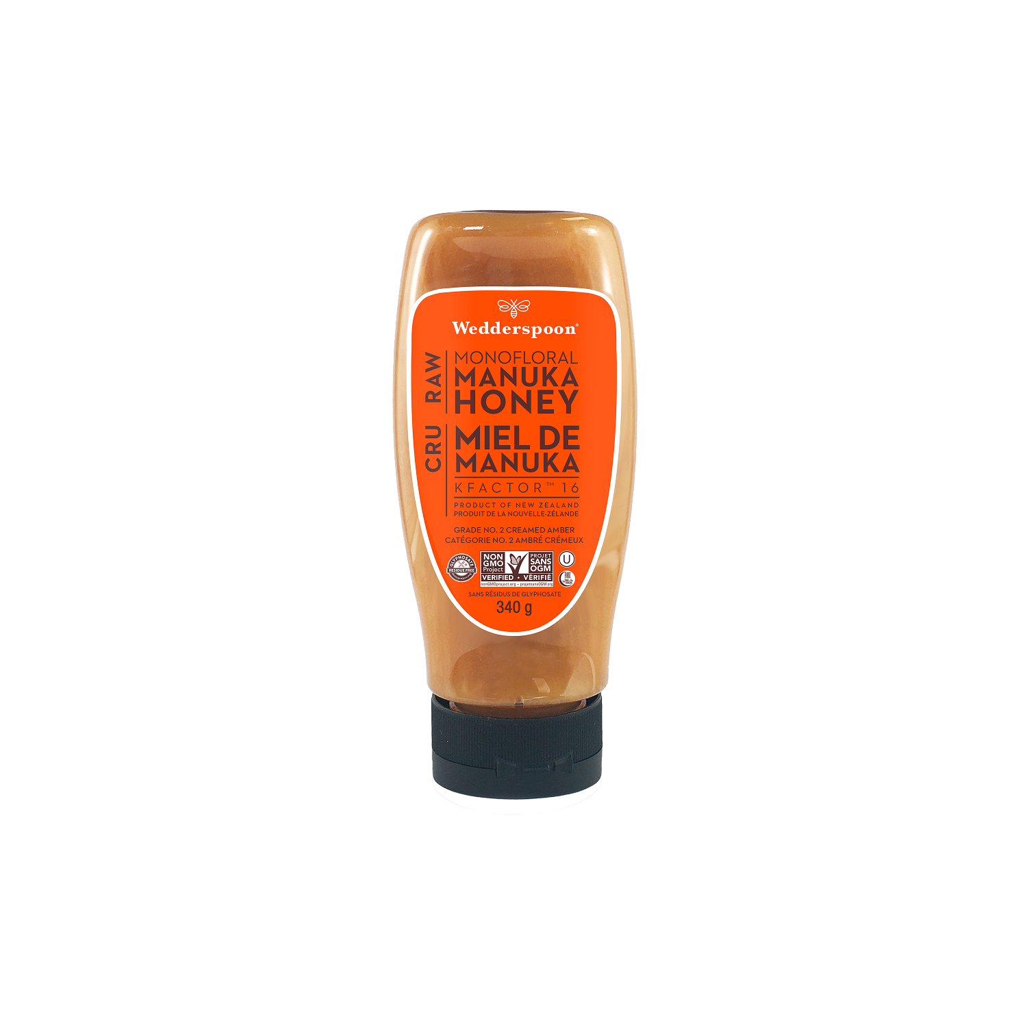 Raw Monofloral Manuka Honey KFactor 16, 340g Squeeze Bottle