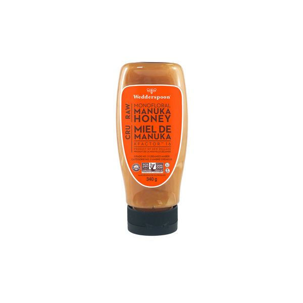 Raw Monofloral Manuka Honey KFactor 16, 340g Squeeze Bottle