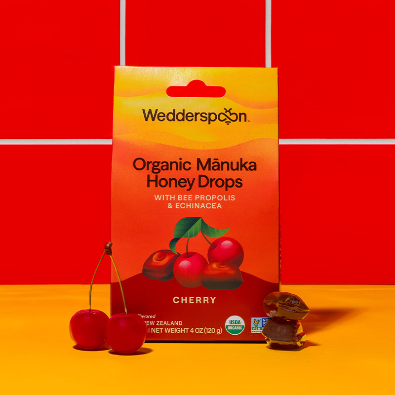Organic Mānuka Honey Drops - Cherry