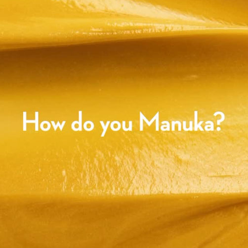 Manuka honey in the background of text that says 'How do you Manuka. This is a decorative post from instagram.