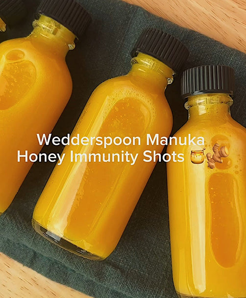 Wedderspoon manuka honey immunity shots. Picture of bottles from instagram.