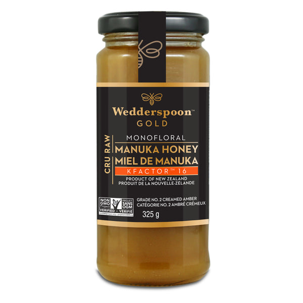 Wedderspoon Gold | マヌカハニー 325g Raw Monofloral Manuka Honey KFactor 16, 325g/11.5oz – Wedderspoon